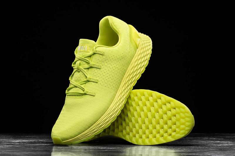 Yellow Nobull Neon Lime Ripstop Runner Men's Running Shoes | CA R1164V